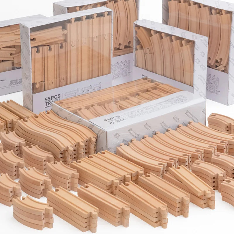 Système de rails de train en bois