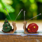 4-teiliges Set niedlicher Schnecken-Miniaturen