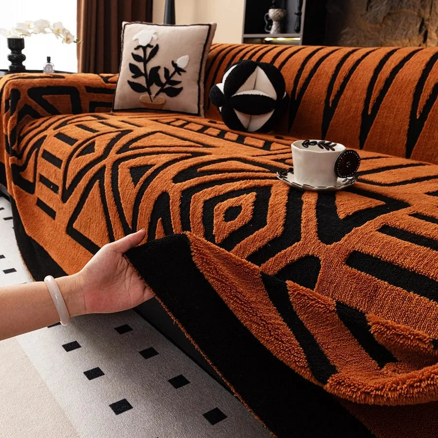 Kuschelige Fleece-Sofadecke im Boho-Stil