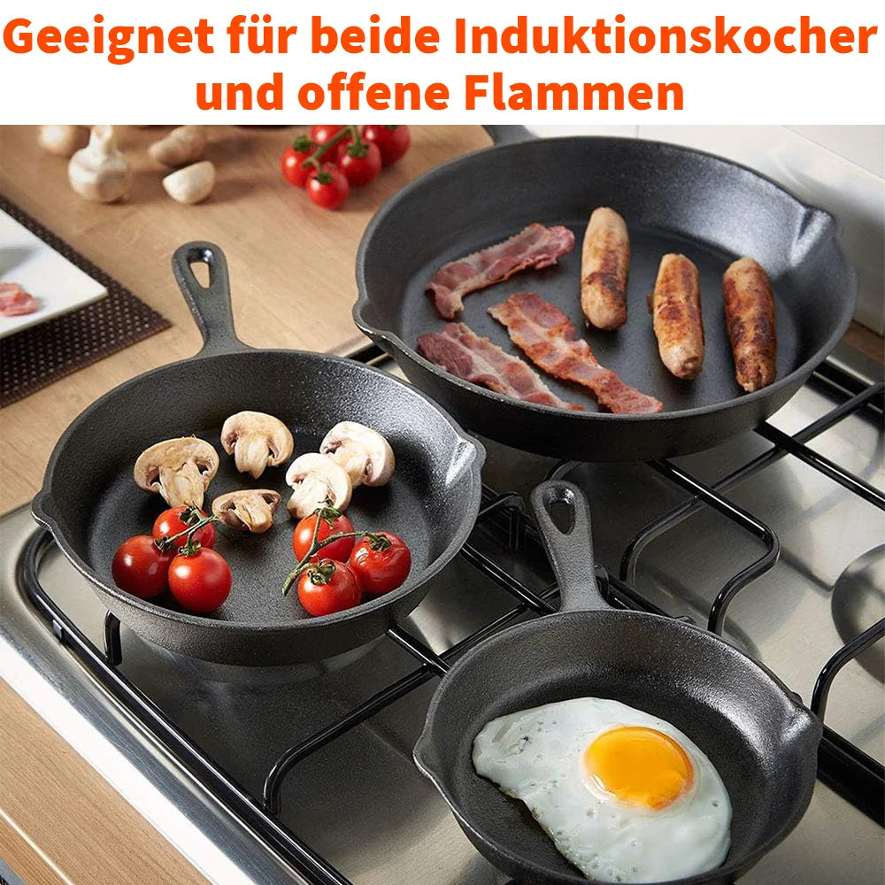 Hochwertiges 3-teiliges Gusseisen-Pfannenset