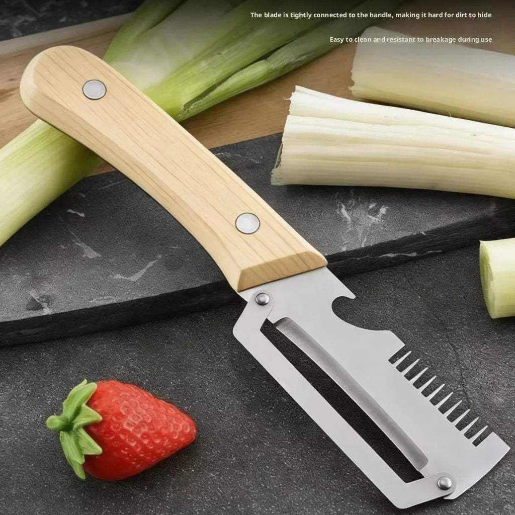 Ergonomisches Schälmesser und Gemüseschäler 2-in-1 mit Holzgriff