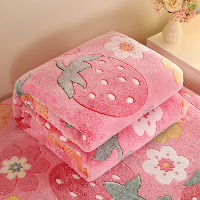 Wärmende Fleece-Decke mit Blumenmuster