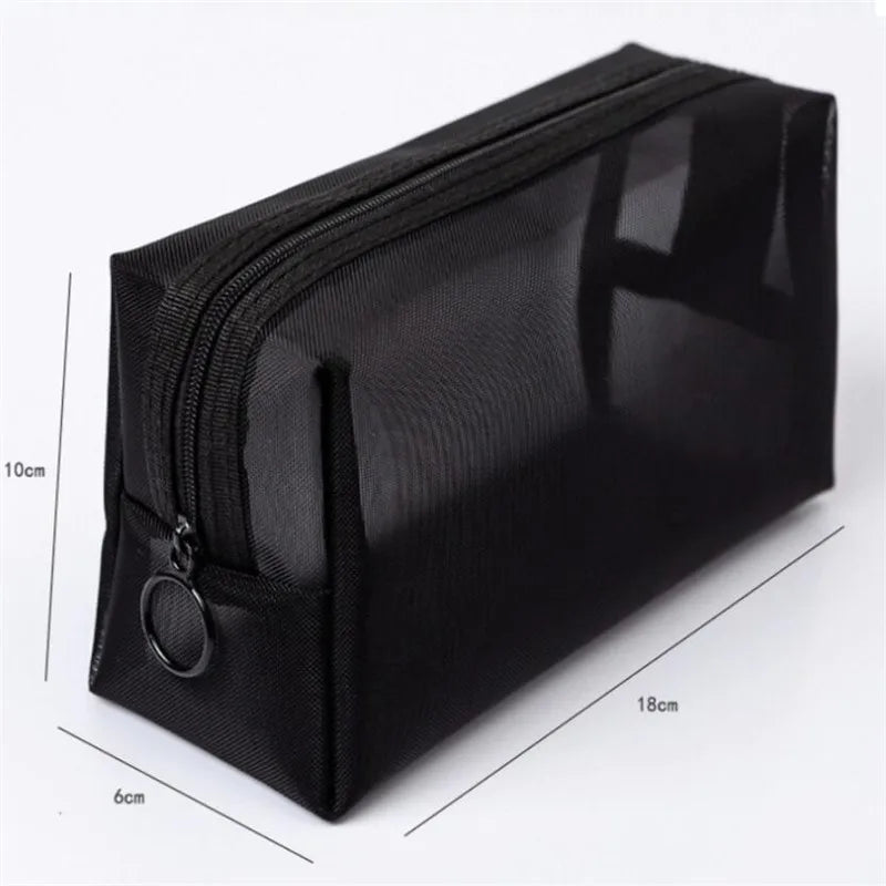 Praktische schwarze Mesh-Kosmetiktasche