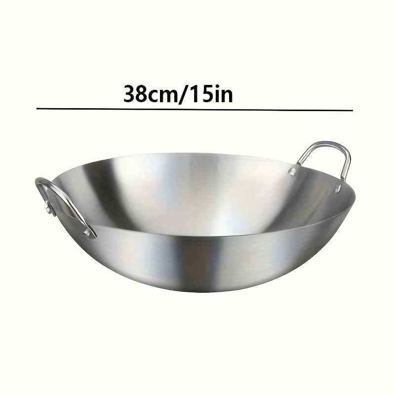 Großer Wok aus 304er Edelstahl,