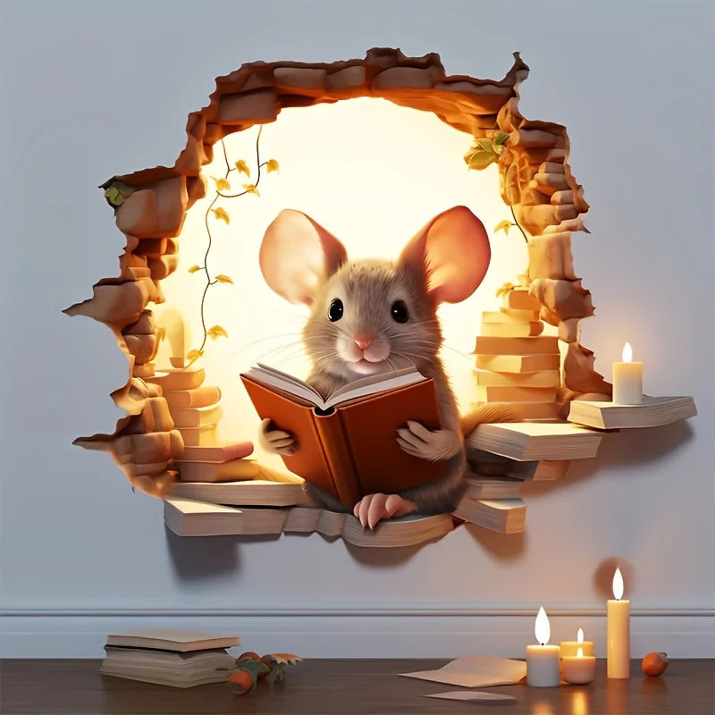 3D-Wandaufklebern im Mäusedesign