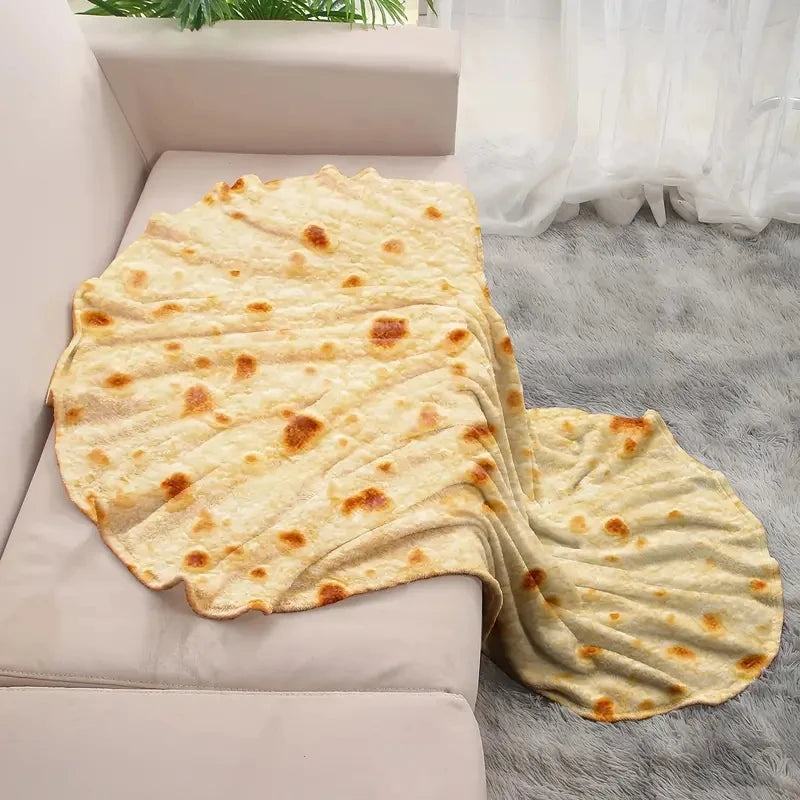 Gemütliche Flanell-Decke mit lustigem Tortilla-Print
