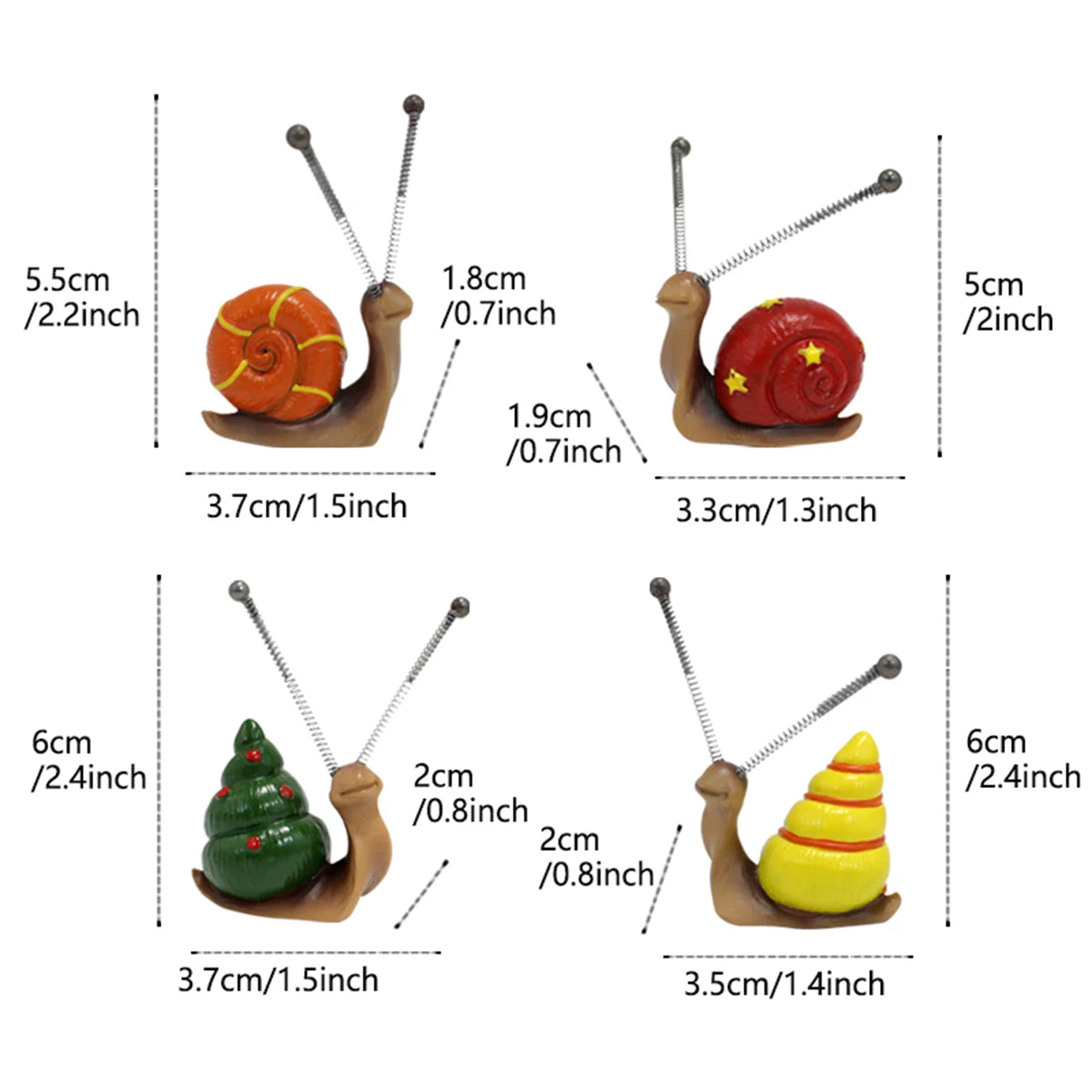4-teiliges Set niedlicher Schnecken-Miniaturen