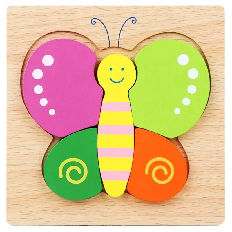 Montessori Cartoon 3D Wooden Puzzle