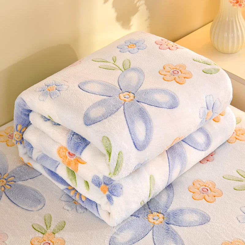 Wärmende Fleece-Decke mit Blumenmuster