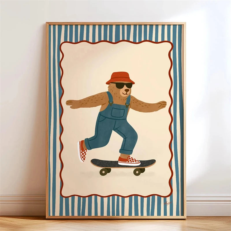 Lustiges Skateboard-Dackel Canvas Print Poster
