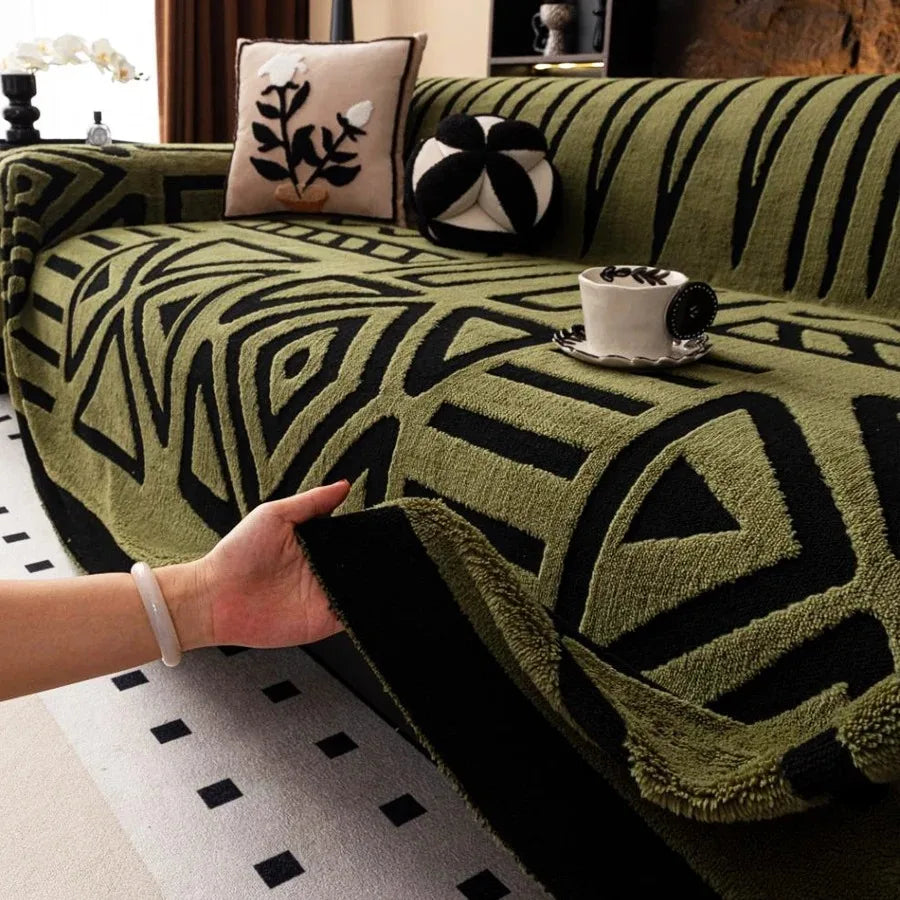 Kuschelige Fleece-Sofadecke im Boho-Stil