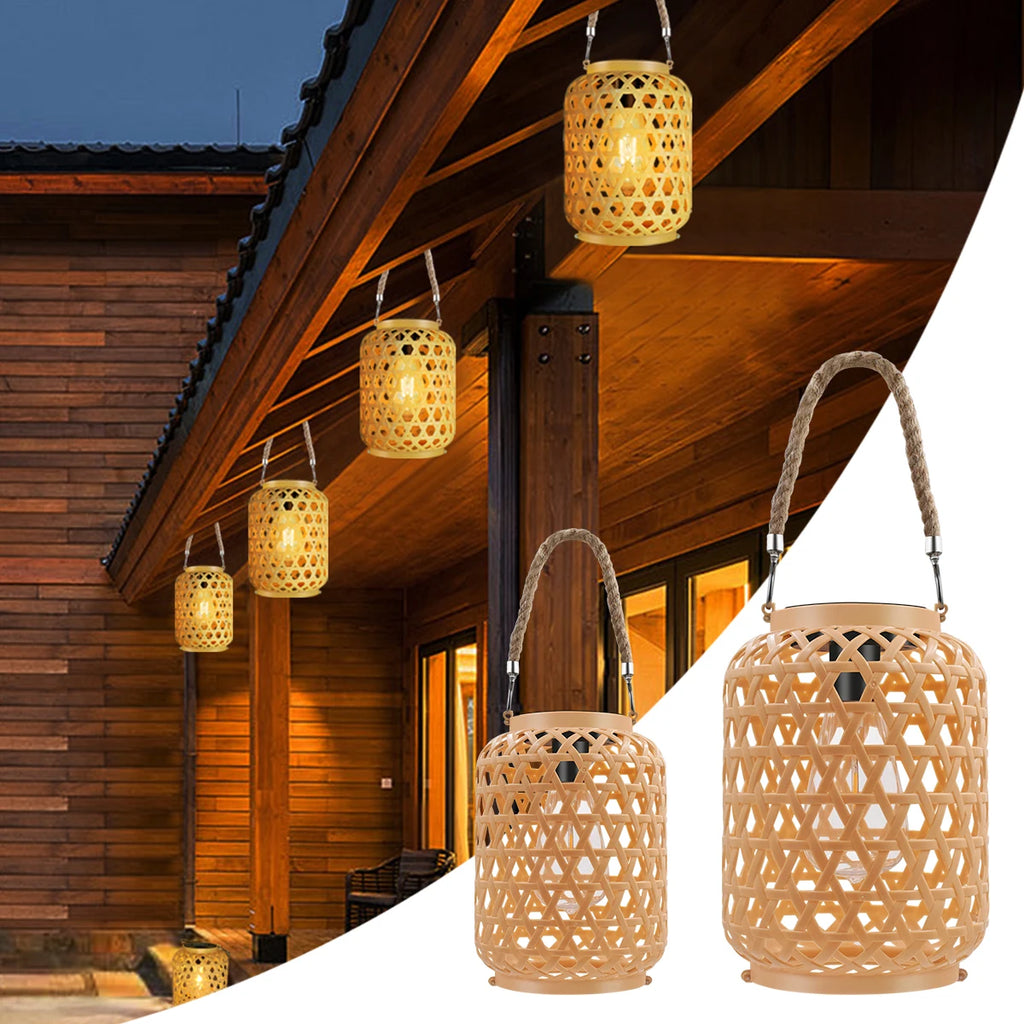 Stilvolle Rattan-Solarlaterne