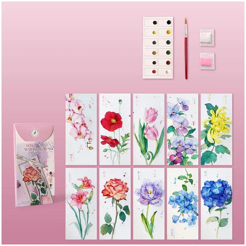Kreatives Watercolor-Lesezeichen-Set