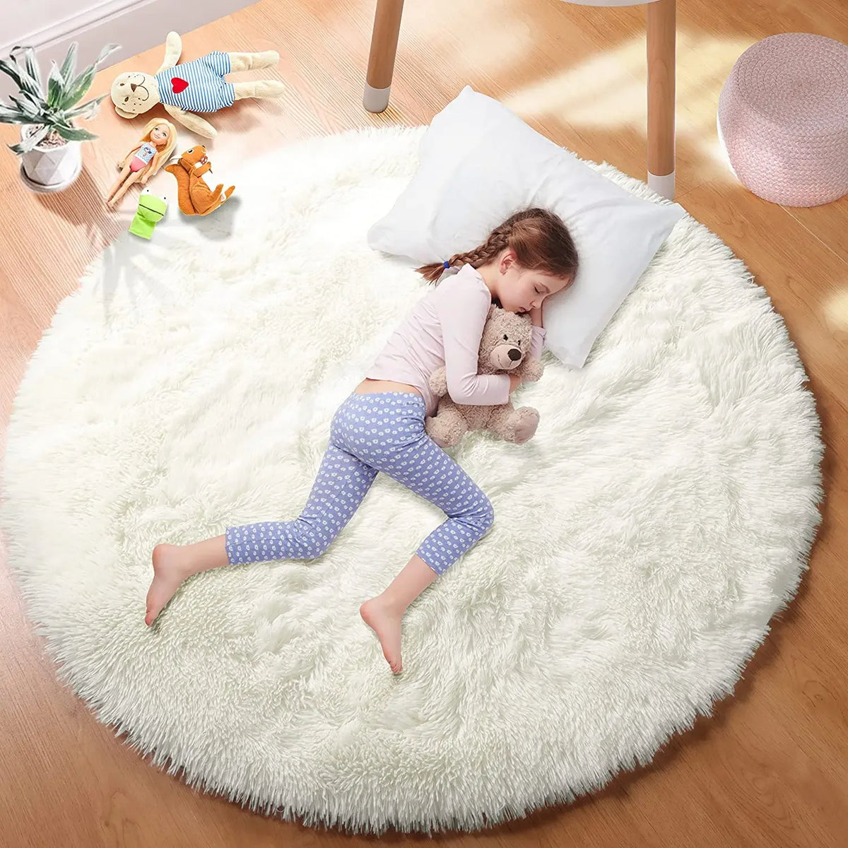 Weiches, flauschiges rundes Plüschteppich