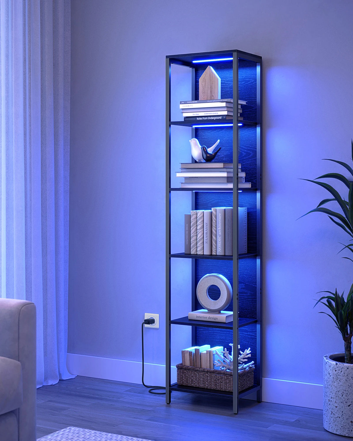 VASAGLE 6-Regal mit LED-Beleuchtung