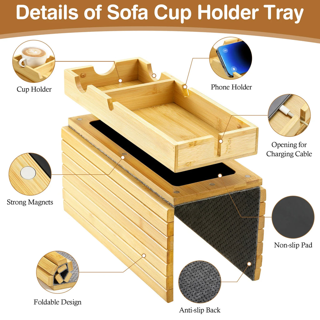2-in-1 Sofa-Armrest-Tablett