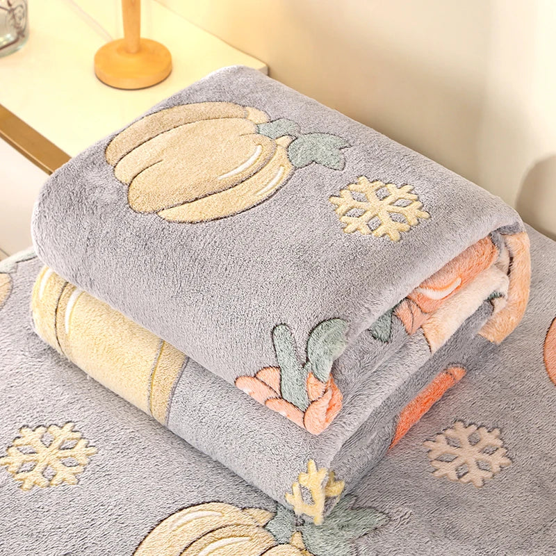 Wärmende Fleece-Decke mit Blumenmuster