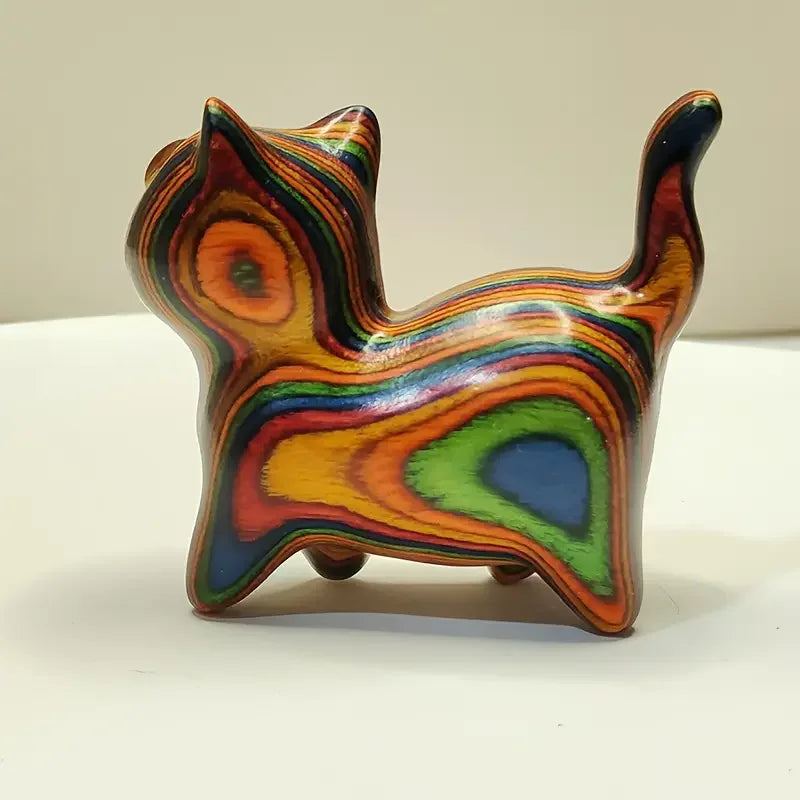 Handbemalte Holzkatze