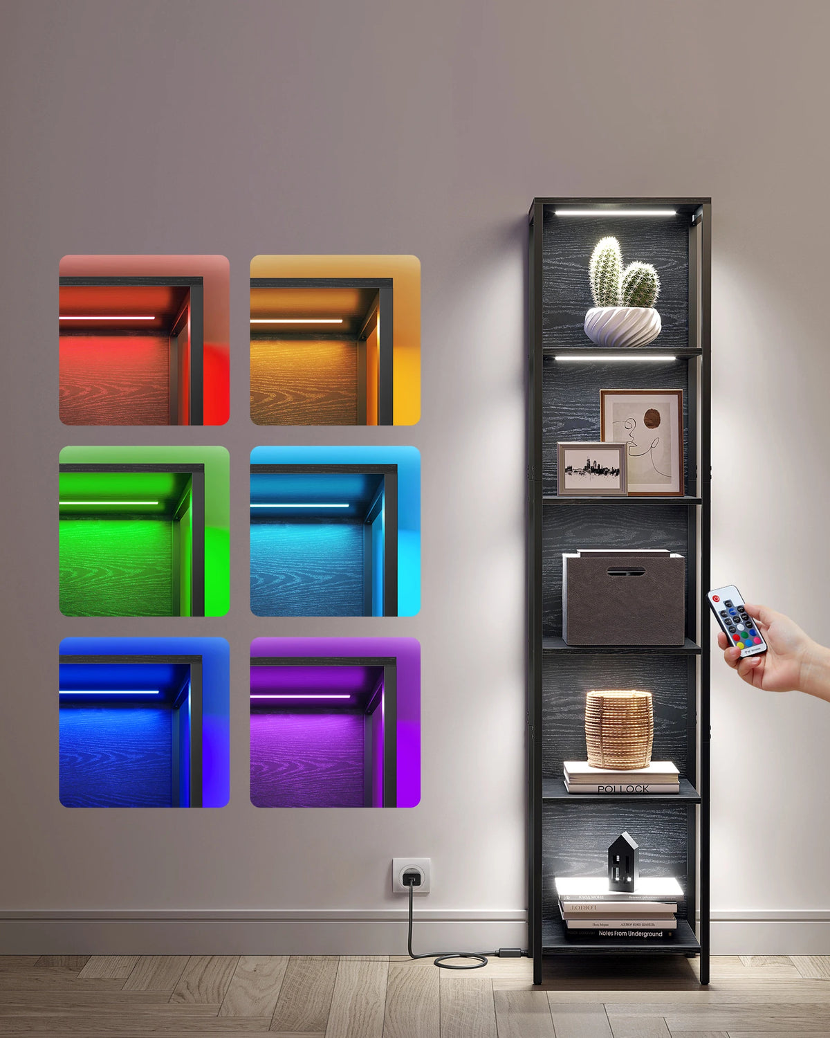 VASAGLE 6-Regal mit LED-Beleuchtung