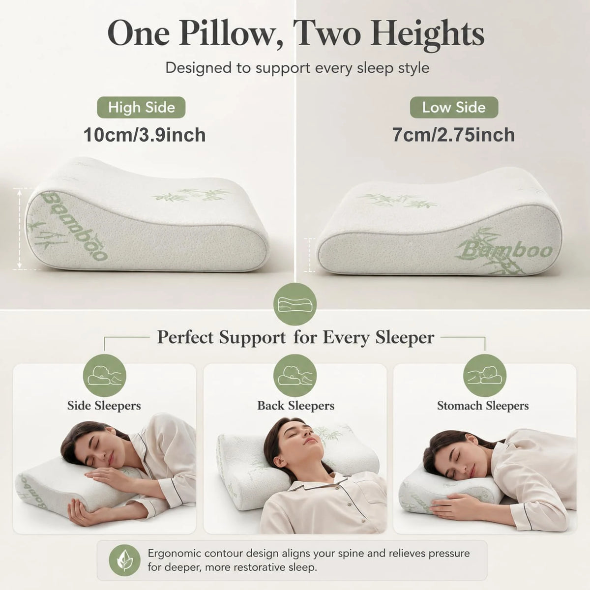 Ergonomisches Bambus-Memory-Foam-Kissen