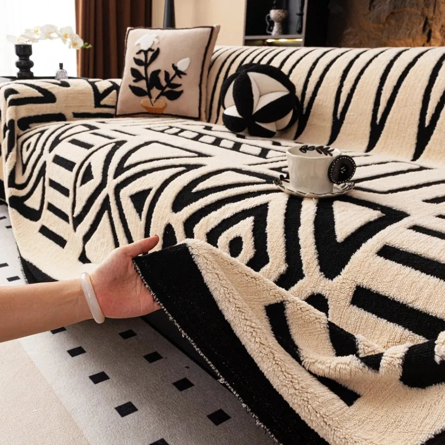 Kuschelige Fleece-Sofadecke im Boho-Stil