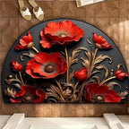 VIKAMA Halbrundes Blumenmuster Flanell-Teppich