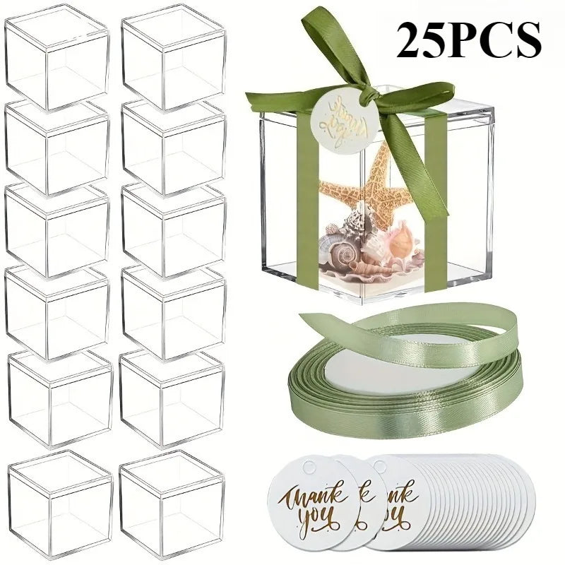 25er Set eleganter durchsichtiger Acryl-Würfel-Geschenkboxen