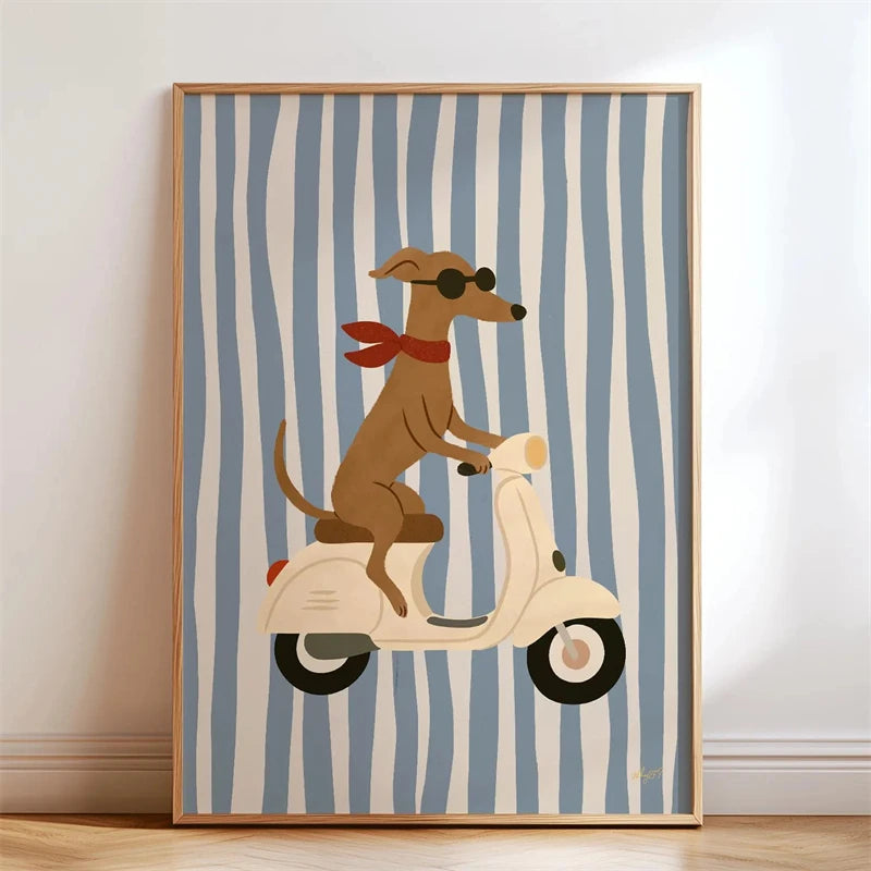 Lustiges Skateboard-Dackel Canvas Print Poster
