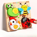 Montessori Cartoon 3D Wooden Puzzle