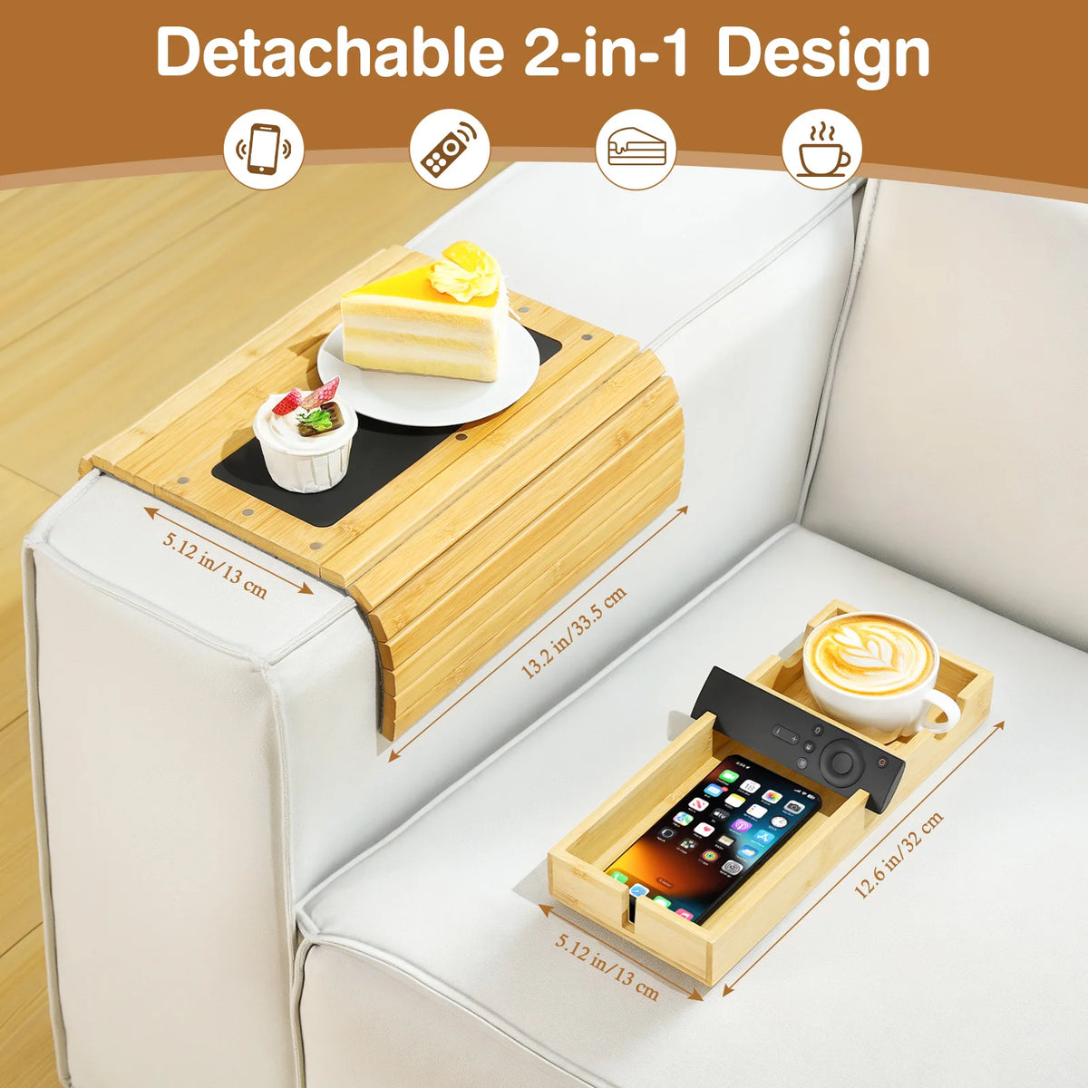 2-in-1 Sofa-Armrest-Tablett