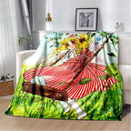 Weiches Flanell-Wurfdecke mit charmanten Anime-Cartoon-Motiven