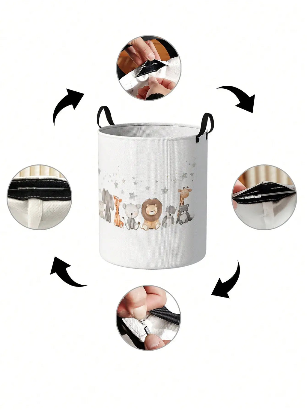 Hochwertige Wäschekorb mit tierischem Design