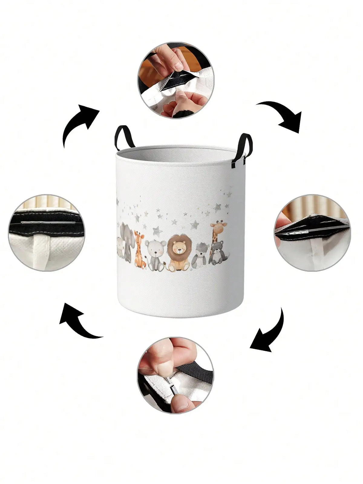 Hochwertige Wäschekorb mit tierischem Design
