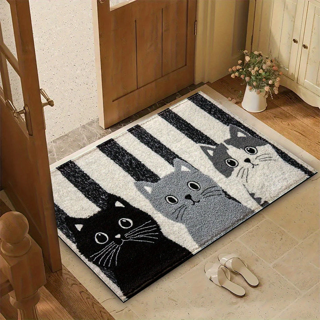 VIKAMA Striped Cartoon Cat Carpet