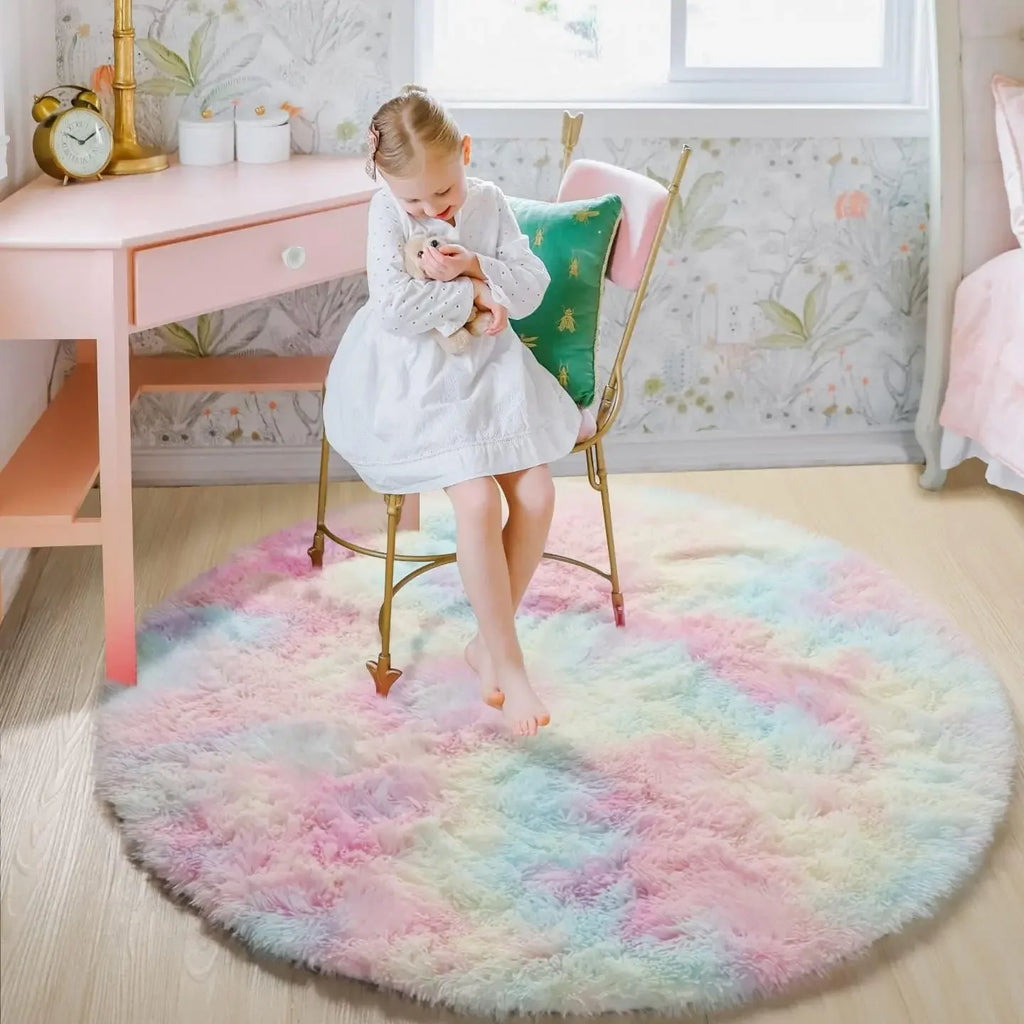 Weiches, flauschiges rundes Plüschteppich