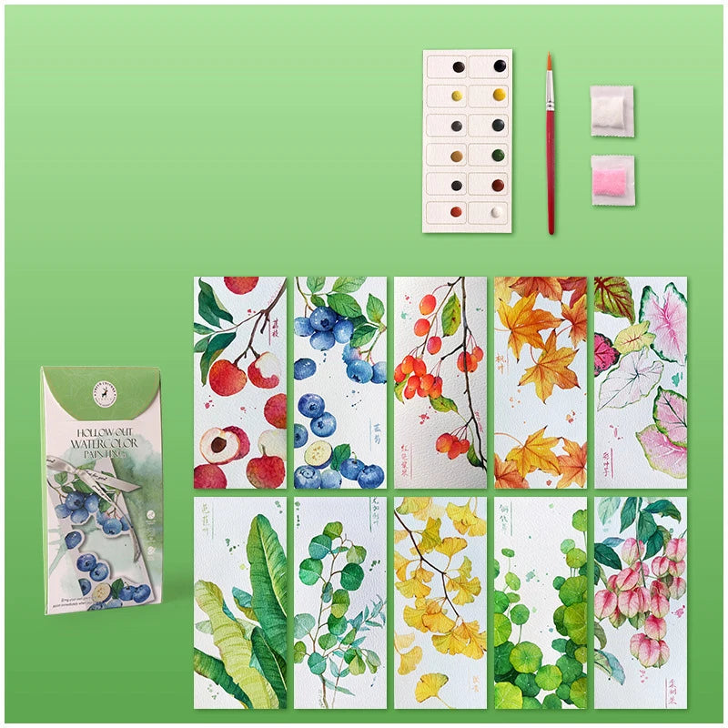 Kreatives Watercolor-Lesezeichen-Set