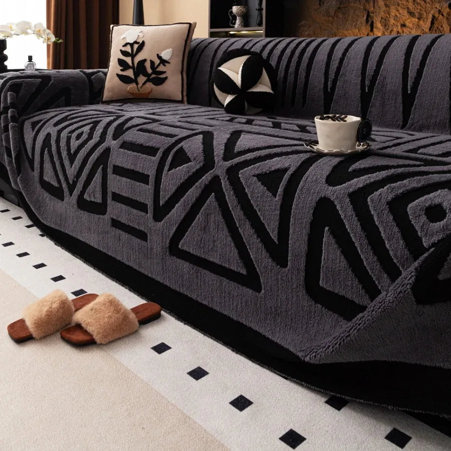 Kuschelige Fleece-Sofadecke im Boho-Stil